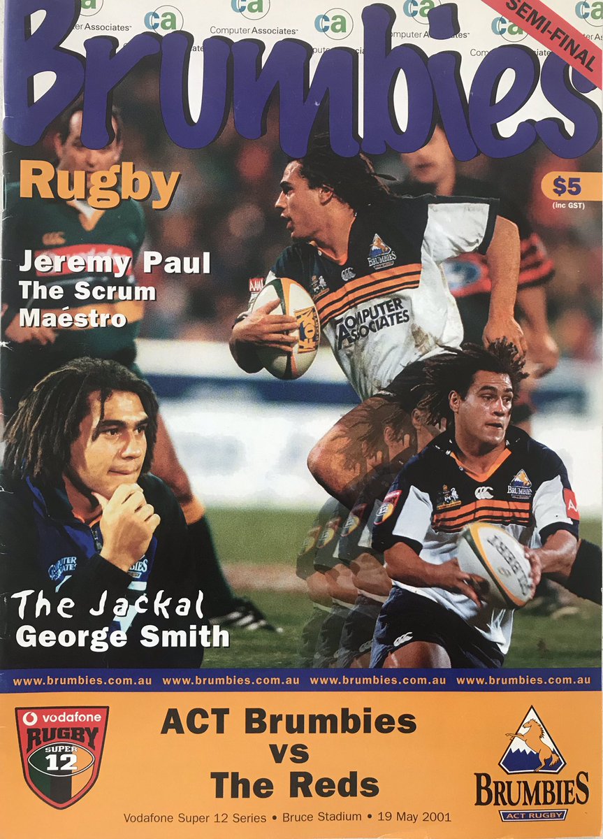 HulaBulaJim's tweet photo. This classic Reds v Brumbies rivalry has a history #ClassicRugbyPrograms #BRUvRED #SuperRugbyPacific @BMcSport #ThrowbackThursday FRI 7.45pm AEST LIVE @StanSportRugby https://t.co/h2N9Pbb7DS