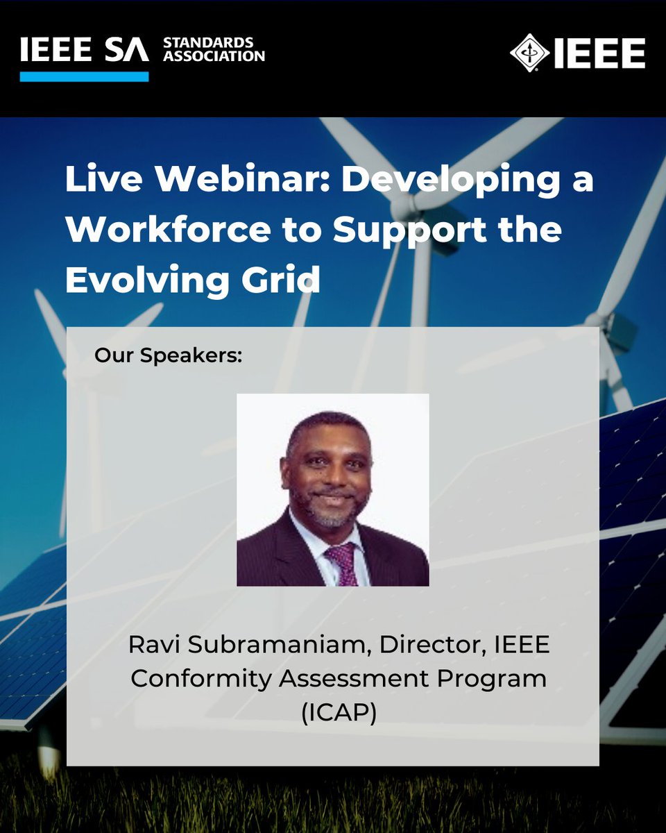 IEEESA's tweet photo. Join @Betony_Jones, Aaron Anaya, and @mr_ravin on Tuesday, March 22nd at 1pm ET for a live webinar on workforce development activities and needs in the renewable energy industry. Register here: https://t.co/84JNSeS7s3

In order to meet decarbonization and #RenewableEnergy goa.... https://t.co/WqDpL1nl3f