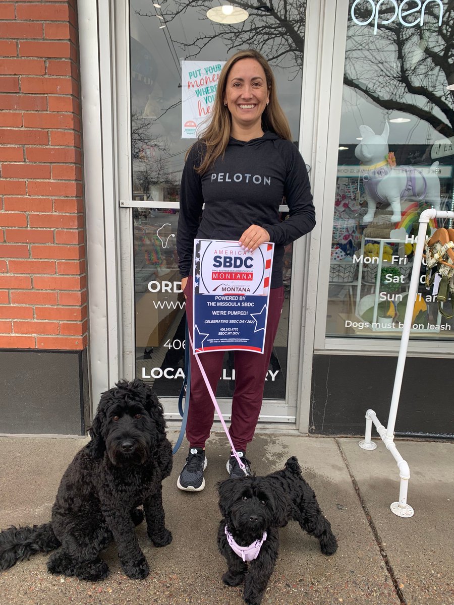 Toiffer:
Celebrating SDBC Day!
Opened during COVID and a second location on the way!
Meet Jasper and Nacho.
Locally-owned, woman-owned, downtown Missoula business.

#SBDCDay
#poweredbysbdc