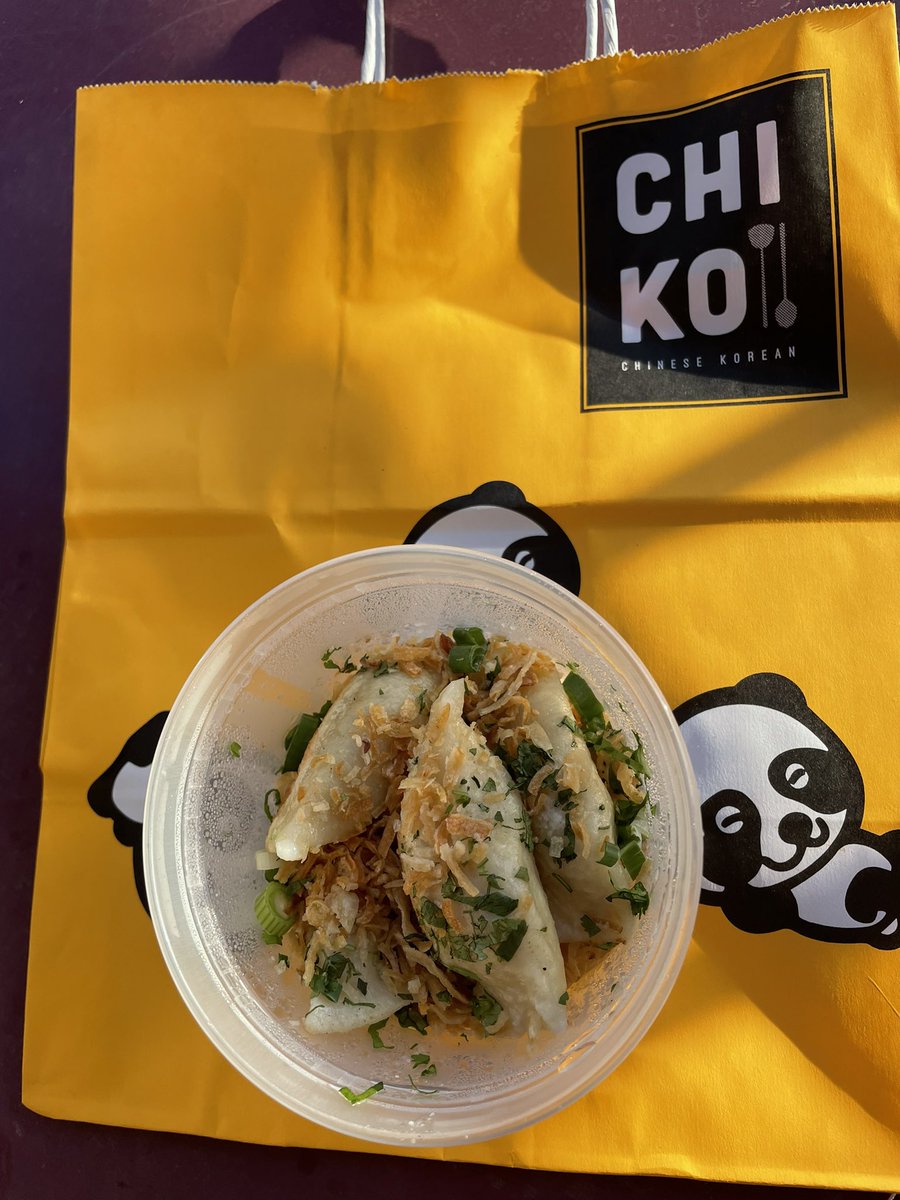 MSKinDC's tweet photo. Outstanding #ChiKo Dumplings (more like pierogis) for Ukraine with proceeds going to @WCKitchen @chefjoseandres for my #Purim2022 dinner! Thanks amazing chefs @ScottDrewno & @DannyLeeDC #ChiKoDumplingWeek Awesome to see your talented staffer, Brandon in Dupont @ChikoFRC tonight! https://t.co/1QBgKXwvfe