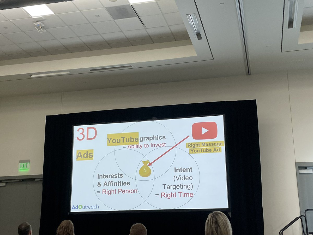 3D targeting is a must for #YouTube advertising according to <a href="/AlericHeck/">Aleric Heck</a> to get your ads to convert into leads and/or sales.👍🏻 #SMMW22