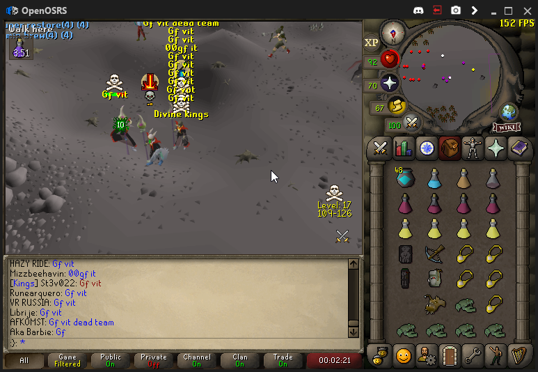 OSRS_VR's tweet image. x3 clears on Vitality along with few hits on Dino before their usual daily merge with BC/Rev raggers to help them