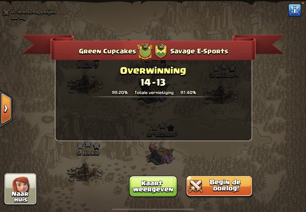 Another insane war has been played this evening against <a href="/SavageSkullCOC/">Savage E-Sports / Savage Skull / Savage Seven</a> We were able to get the win with another high star war🔥🔥
gg to Savage E-sports and thank u <a href="/clashgoan/">GOAN</a> for  streaming  💪