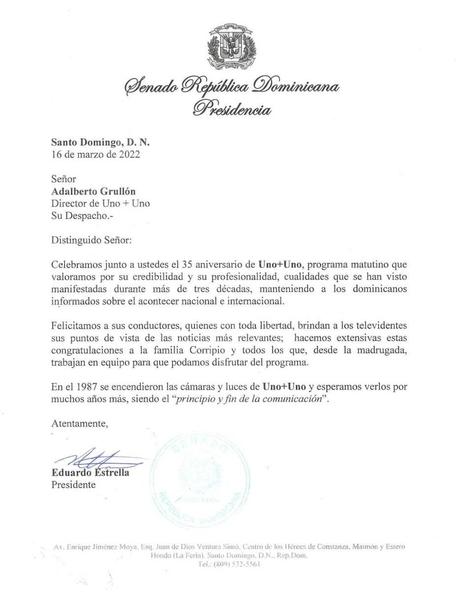 🗞️Celebramos el 35 aniversario de Uno+Uno, programa matutino que valoramos por su credibilidad y profesionalidad, cualidades que se han visto manifestadas durante más de tres décadas, manteniendo a dominicanos informados del acontecer nacional e internacional.

@TeleAntillas2