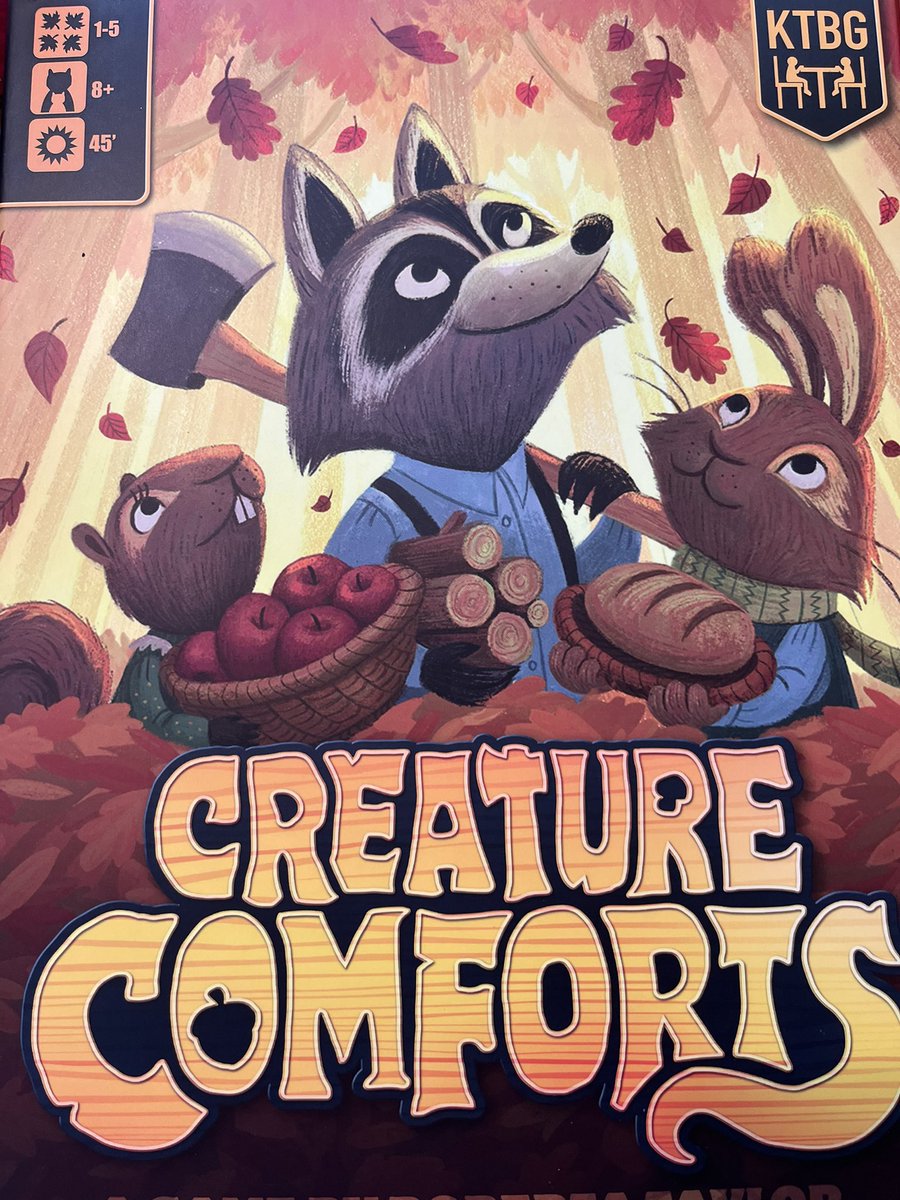 cbsaltveit's tweet photo. We got our @Kickstarter copy of #CreatureComforts by @kidstablebg! This is my first worker placement game and I love the assignment of dice that pairs with it. I want to play again just to see what other comfort combos I can get. It comes with 72 comfort cards! https://t.co/R4d0p8Q5Vv
