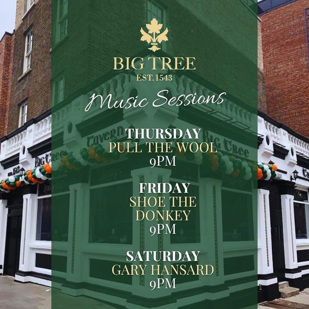 Join us for live music all through St Patrick's weekend!! Ceol, Pints agus Craic... See you there!! #Dublin #TheBigTree #Music