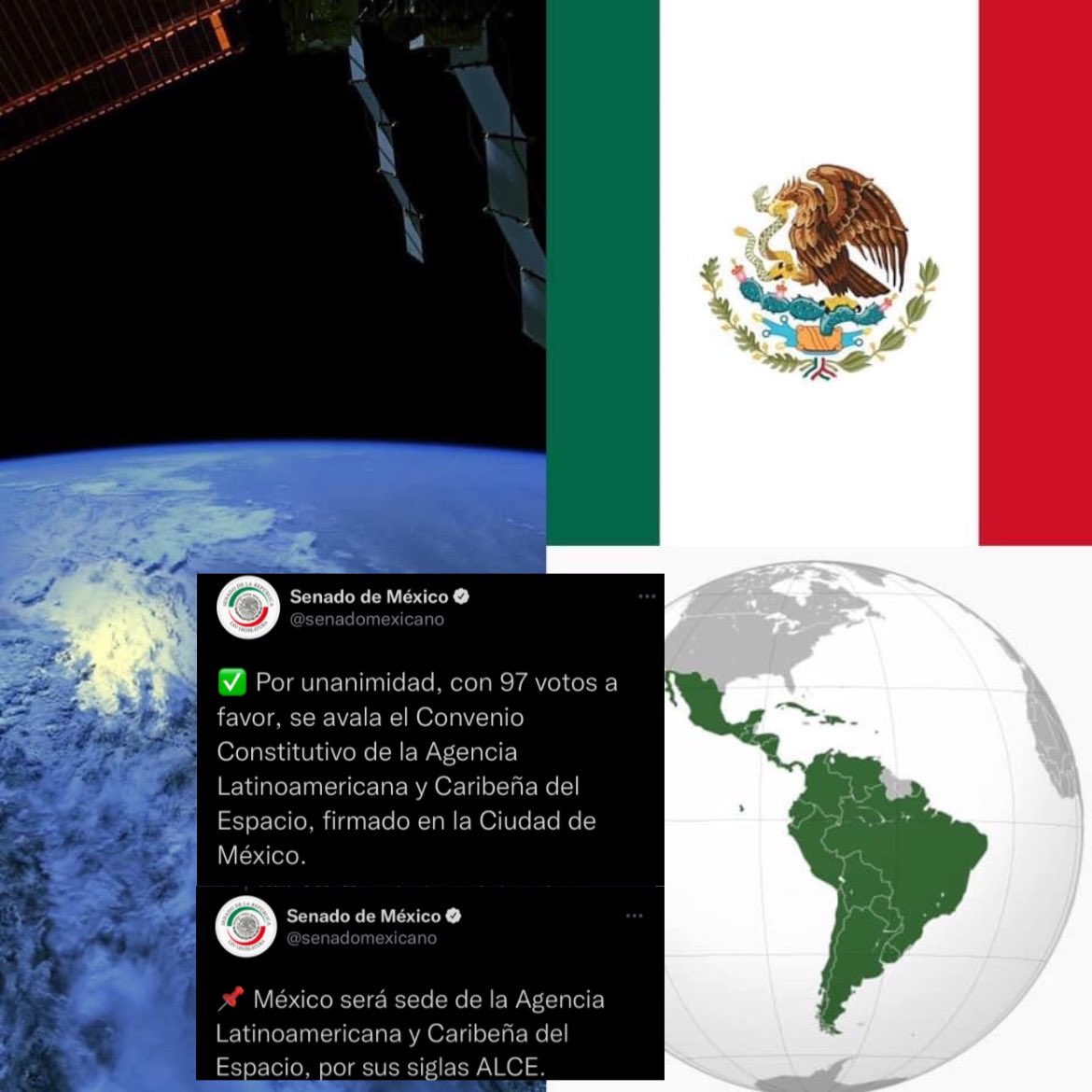 CerebrosG's tweet photo. ¡DE ÚLTIMO MOMENTO! ¡IMPORTANTE NOTICIA!

El Senado de México aprueba el convenio constitutivo de la agencia espacial de América Latina y el Caribe.

Un proyecto que estará a la altura de otras agencias de investigación espacial del mundo. https://t.co/GaMU3kYhAn
