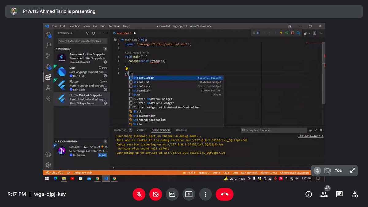 AbdulSubhanMian's tweet photo. Day 2/15😇
@iahmadtariq
@abduljamilza
#15DaysFlutterChallenge
#GDSC #GDG #flutter 
@FlutterDev @GDSC_NUCES https://t.co/pyIILvu8X5