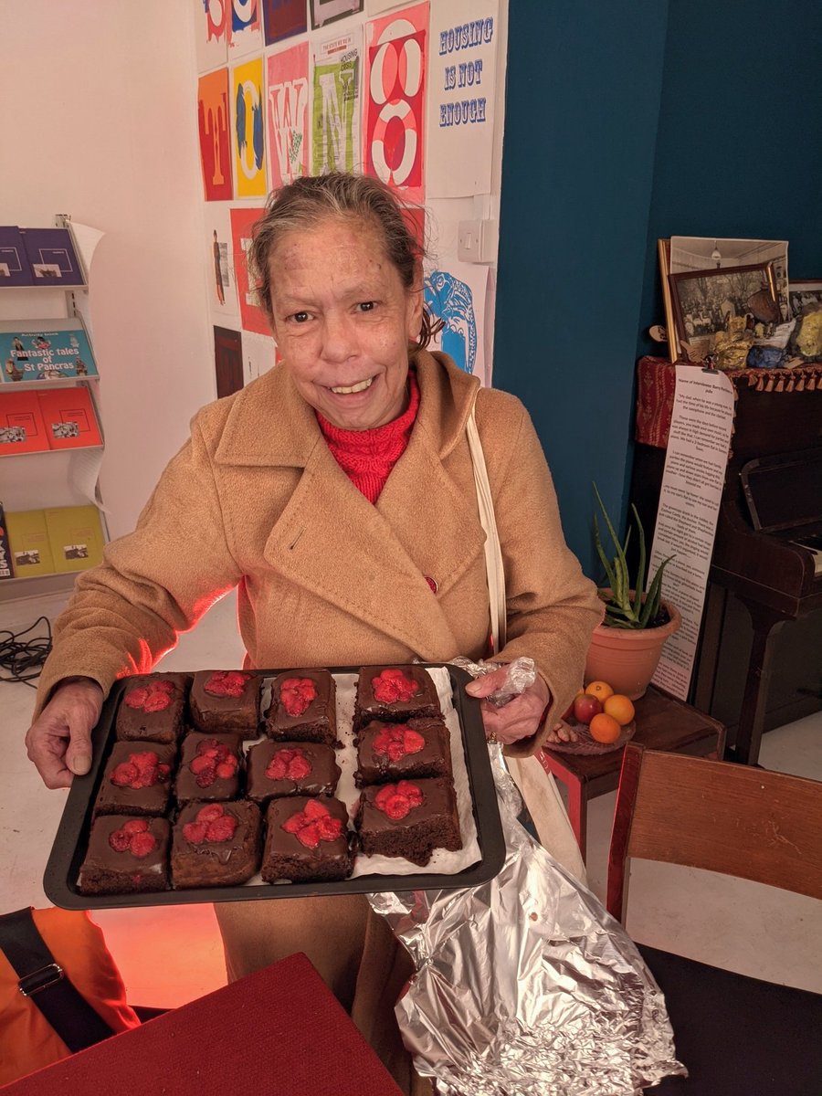 HistoryTown's tweet photo. Cake! Not the only reason to visit us at 52 made Wednesday's #memorycafe but a compelling one. Homemade #chocolate #raspberry by local Jenny @CamdenLabour #branchsecretary!  #hyperlocal #communityhub #socialhousing #workingclass https://t.co/B7DRi90WcL