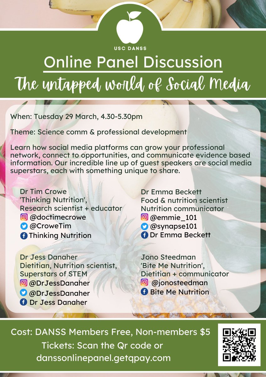 uniscdanss's tweet photo. ⭐️New event⭐️

Learn about social media for science comm &amp; professional development

Here from our inspiring guest speakers: @CroweTim, @synapse101, @DrJessDanaher, Jono Steedman 

Tickets available: https://t.co/VbNuxQCysH

#lifeatusc #uscdanss @usceduau https://t.co/P716SfyYmI