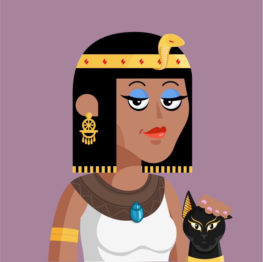 Fast again, we're going to make these harder!  Here she is zoomed out. The 1/1 of Cleopatra #theroyalties #nft