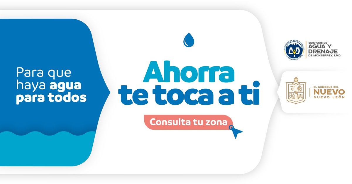 ayd_monterrey's tweet photo. Da clic aquí ↘️ https://t.co/JOLbz3iEcf ↙️ Ubica tu zona y el día que te tocará que disminuya la presión del agua en tu colonia. 👁 Ojo es a partir del 22 de marzo 2022. 
Toma tus precauciones y recuerda que para que haya agua para todos ¡Ahorra te toca a ti cuidarla!👇🏻💧 https://t.co/Wu7J0XZ9fs