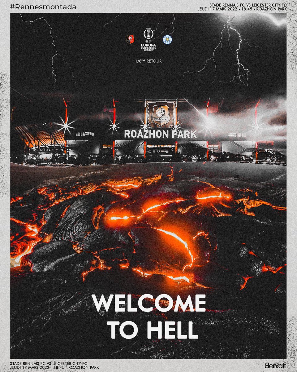 ActuSRFC_'s tweet photo. 🔴JOUR DE MATCH⚫️

🆚Leicester 
🟢Europa Conference League 
🏟Roazhon Park 
⌚️18h45 
📺RMC Sport 

#UECL #SRFCLEI - #Rennesmontada https://t.co/hXF1YwxGmA