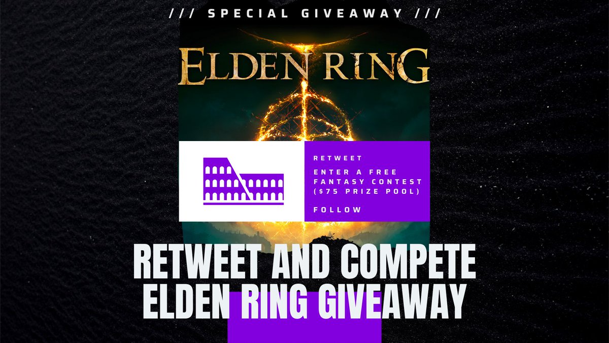 KolosseumChamps's tweet image. Elden Ring Giveaway⚠️

To Win:
✅Retweet
✅Follow Us
✅Enter our FREE fantasy Warzone at bit.ly/3t9sLPr with $75 in available prizes!

Giveaway winner announced 3/27 
T &amp;amp; C's bit.ly/3KMEaem

#warzone #TwitchStreamers #ELDENRING #Giveaway #StreamerCommunity #cod