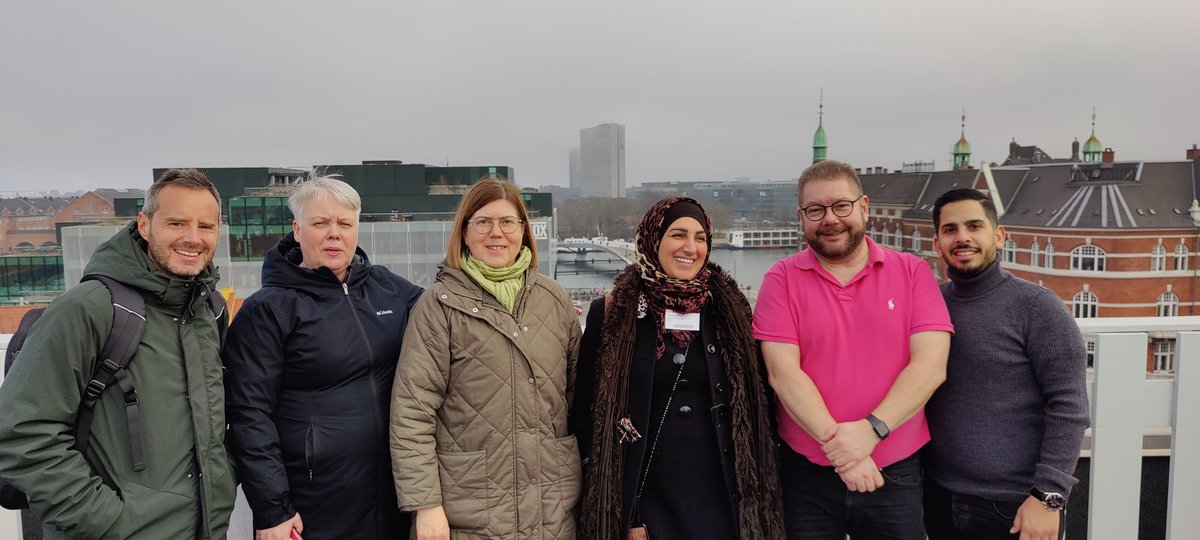 RMetso's tweet photo. #eTwinning ambassadors and NSOs from Spain, Iceland, Finland and Lebanon with Morten having fresh air after content development. #eTwHybrid #eTwinningDK https://t.co/wF1o1yTKJ5