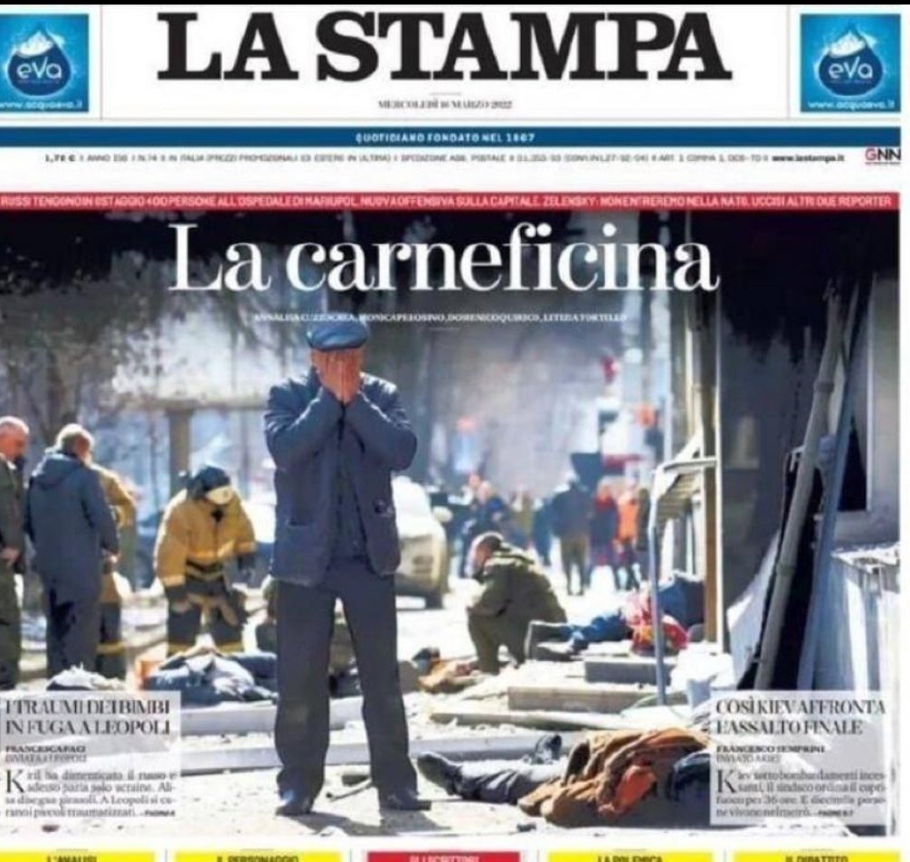 timand2037's tweet photo. #Italian press @LaStampa publishes pictures of the cluster bomb attacks carried out by pro #NATO #Azov neo-nazis in #Donetsk and says that it is a #Russian bombing https://t.co/WUk1jAq5Es