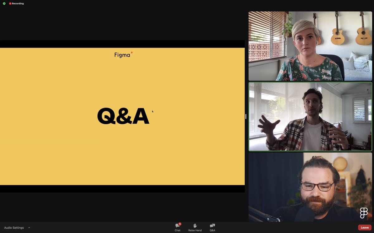 feeling all fancy getting questions answered on the Building Brands Better with <a href="/BekAgius/">Bek Agius</a> and <a href="/jamesrplee/">James Lee</a> from outfit.io

this was lovely, thank you <a href="/figma/">Figma</a> and thank you Anthony <a href="/adispezio/">Anthony DiSpezio</a>  for reframing my question beautifully ✨🍄✨