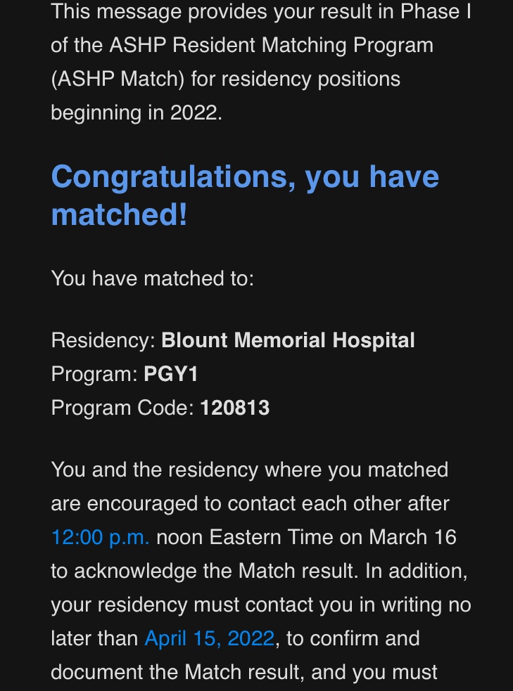 Incredibly honored to have matched with Blount Memorial Hospital residency program! 🥳