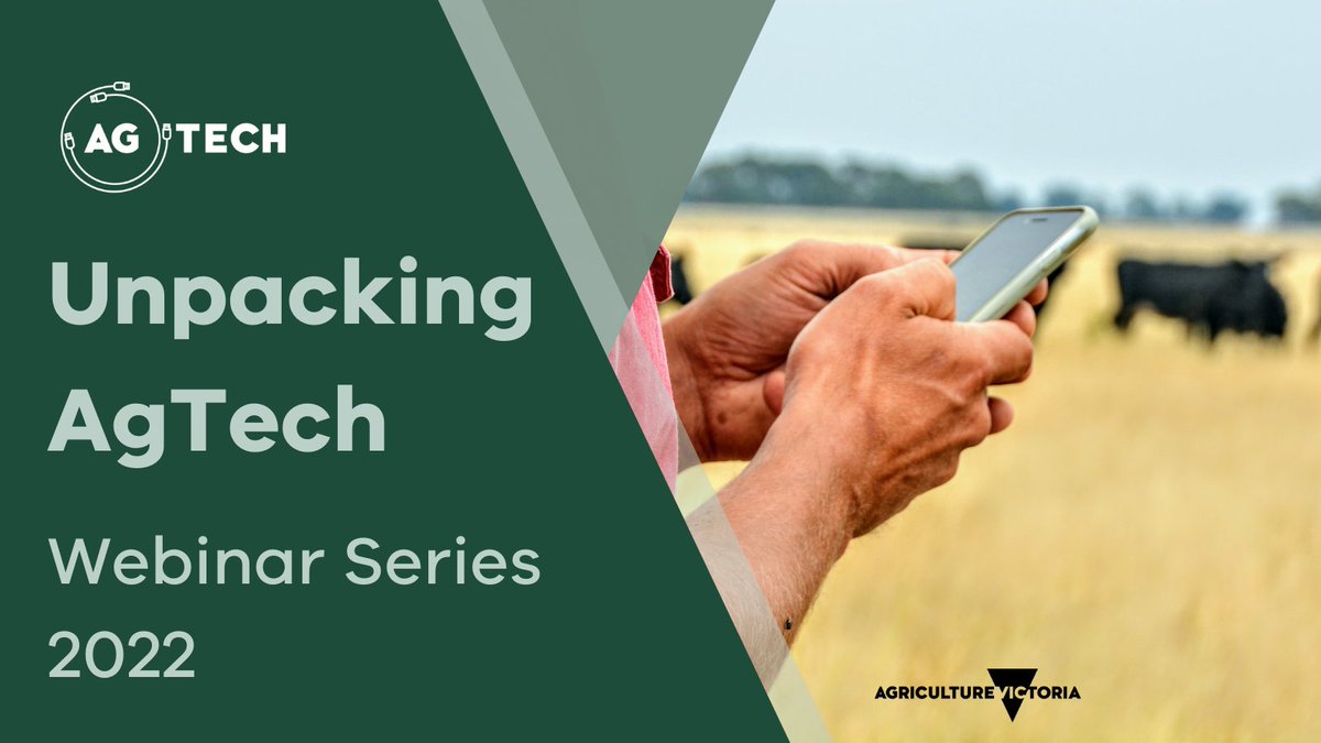 VicGovAg's tweet photo. Would you like to learn more about AgTech but don't know where to start?
Register for Agriculture Victoria’s Unpacking AgTech webinar series to find out how!
Register here: https://t.co/DYMfIHUYbp
#agtechbytes #VicAgIoT
#agtech #AgTechApril https://t.co/ENaybFfX3w