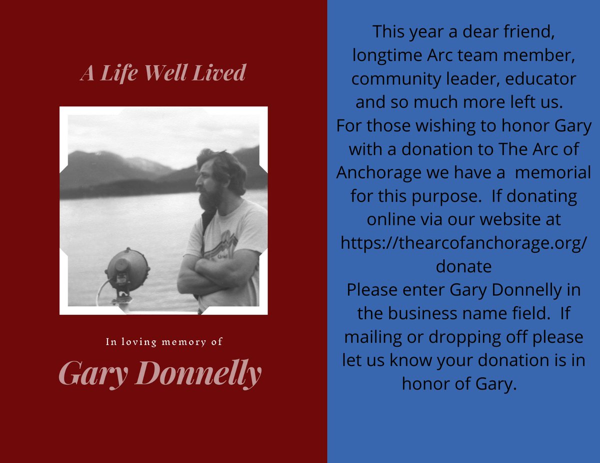 The_Arc_ANC's tweet photo. Celebration of Life for Gary Donnelly this Saturday, March 19th at 2 p.m. at The Arc of Anchorage 
#dearfriend #lifewelllived https://t.co/225p1bm6rB