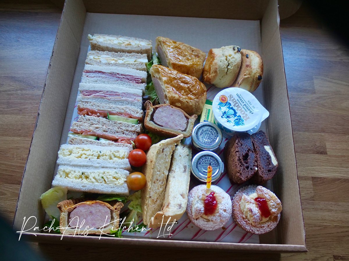 RachAlsKitchen's tweet photo. A special #birthday #afternoontea #sharingbox heading out this week … #afternoonteas #catering #homebaking #melthamcatering #food #foodpics … https://t.co/WBWqaYg0Gd