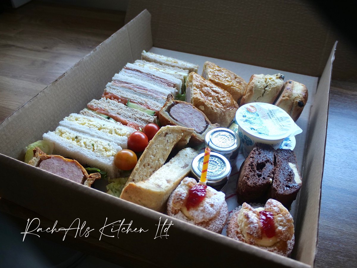 RachAlsKitchen's tweet photo. A special #birthday #afternoontea #sharingbox heading out this week … #afternoonteas #catering #homebaking #melthamcatering #food #foodpics … https://t.co/WBWqaYg0Gd