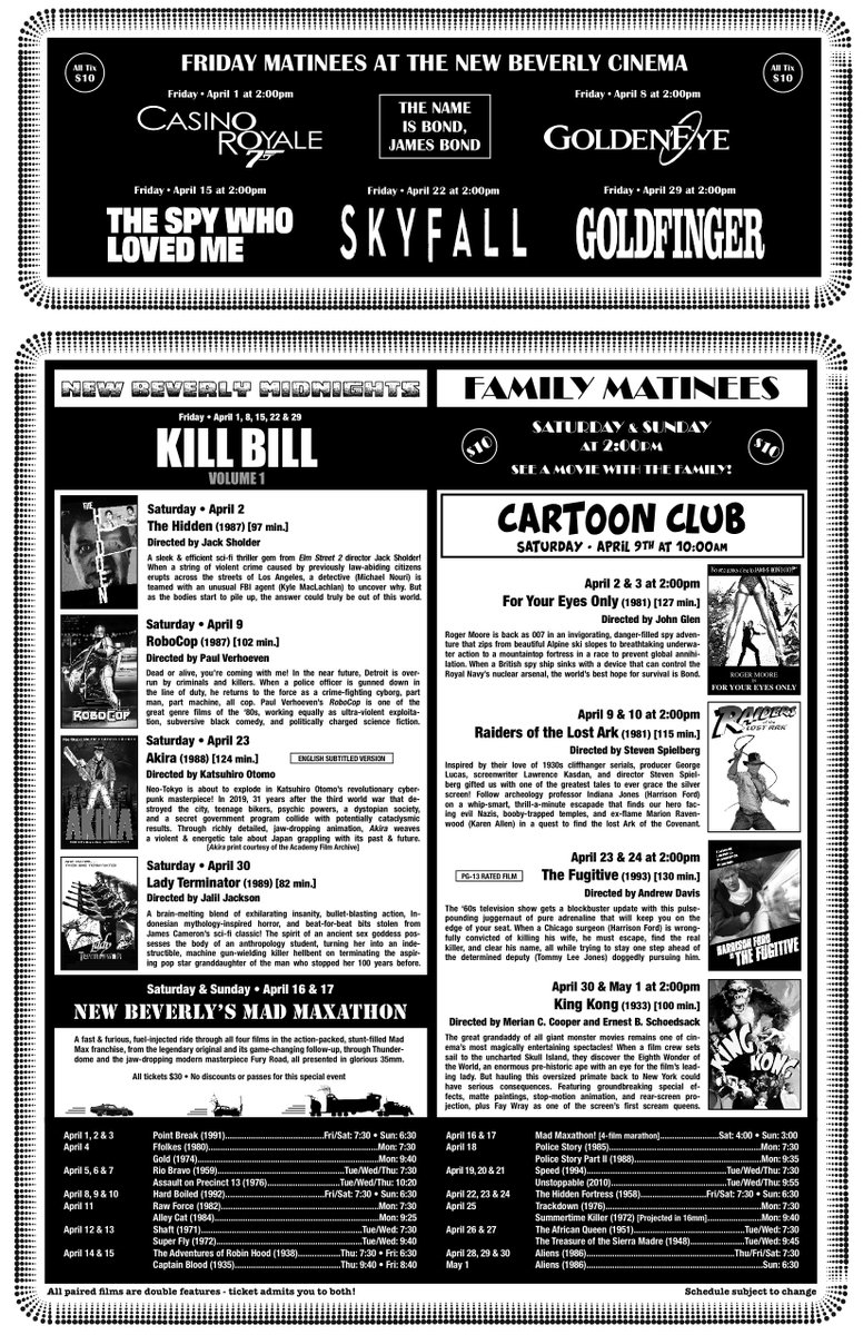 newbeverly's tweet photo. Buckle up for ACTION APRIL at the Bev! Please RT and let us know what you're most excited to see. https://t.co/kELBveR8KT