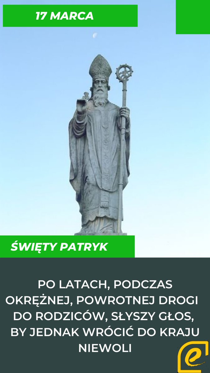 Ekatecheza's tweet photo. Dzisiaj wspominamy św. Patryka, biskupa i apostoła Irlandii. @EpiskopatNews @ArchKrakowska @Gosc_Niedzielny @PrzewodnikKatol @niedziela_pl @Abp_Gadecki https://t.co/Qqq95l1MxW