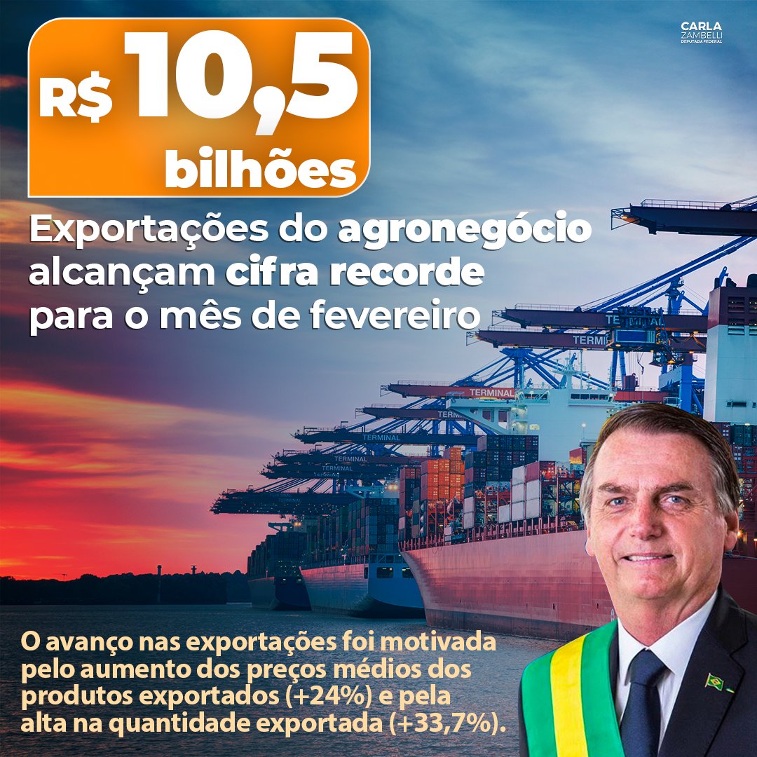 Entre os produtos mais vendidos está a soja, com total de 6,27 milhões de toneladas. A China é, historicamente, a maior compradora do produto, com US$ 2,17 bilhões (+186,6%) adquiridos em fevereiro do corrente ano. O volume representou 69,1% da quantidade que o Brasil exportou.