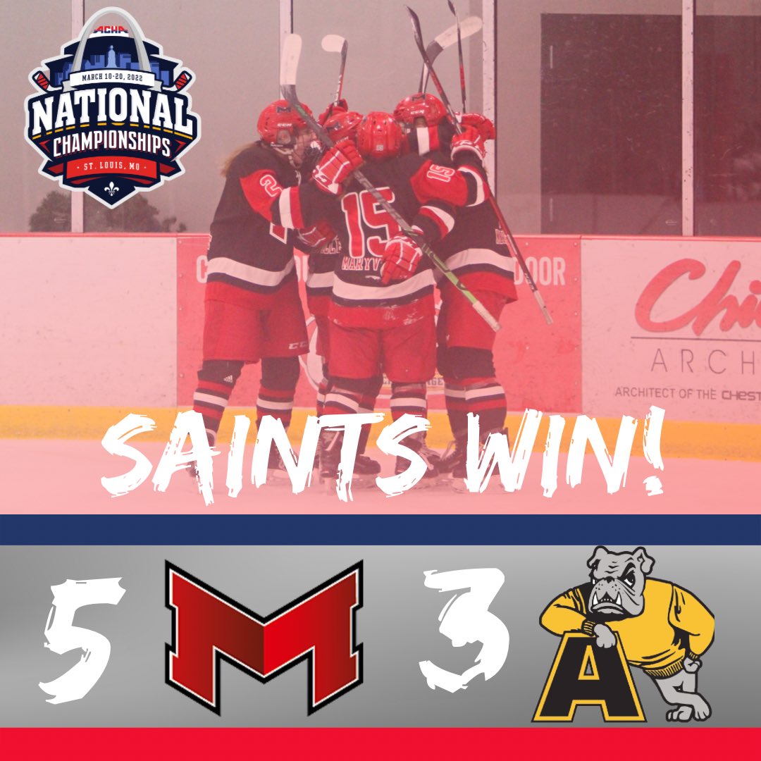 MUSaintsWHockey's tweet photo. Huge win for the dawgs today in the National Tournament! #rolldawgs #historystartsnow https://t.co/8uPwS7oEZh