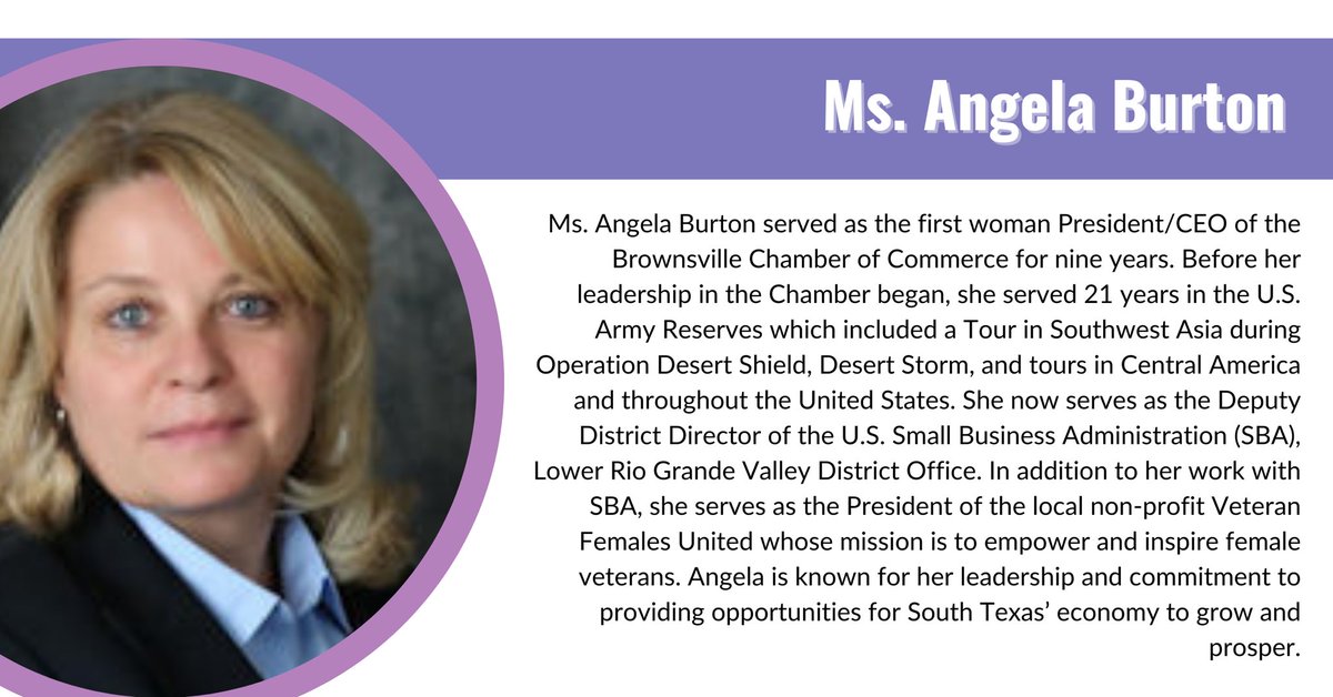 US Rep. Filemon Vela (@repfilemonvela) on Twitter photo This week, join me in celebrating #WomensHistoryMonth by recognizing some of the most influential women of #TX34.  Today, we highlight SBA Deputy District Director and Veteran, Angela Burton. This week, join me in celebrating #WomensHistoryMonth by recognizing some of the most influential women of #TX34.  Today, we highlight SBA Deputy District Director and Veteran, Angela Burton.
