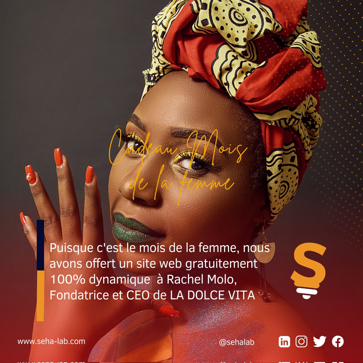 Puisque c'est le mois de la femme, nous avons offert un site web gratuitement 100% dynamique à Rachel Molo, Fondatrice et CEO de LA DOLCE VITA