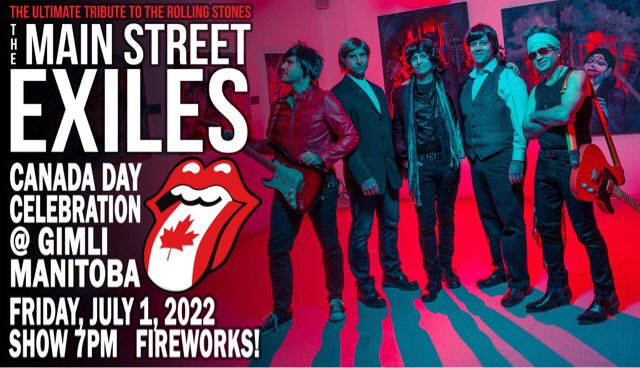 TheMainStExiles's tweet photo. WE ARE BACK! Mark your calendars, we are thrilled to be playing CANADA DAY in beautiful Gimli, Manitoba! Show gets going at 7pm. It's a full on Canada Day spectacular! See you there! https://t.co/xFZl69hJGm