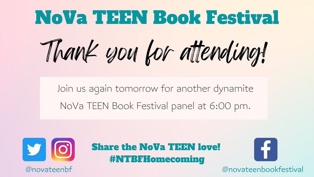 NoVaTEENBF's tweet photo. Wasn't tonight's Magic to Do panel amazing? HUGE thank you to our authors: @seesarawrite @zlikeinzorro @MeaganSpooner @tracythewriter and Kristen Simmons! Join us again tomorrow for High School, High Stakes! #NTBF22 https://t.co/Dt4RgaCbry