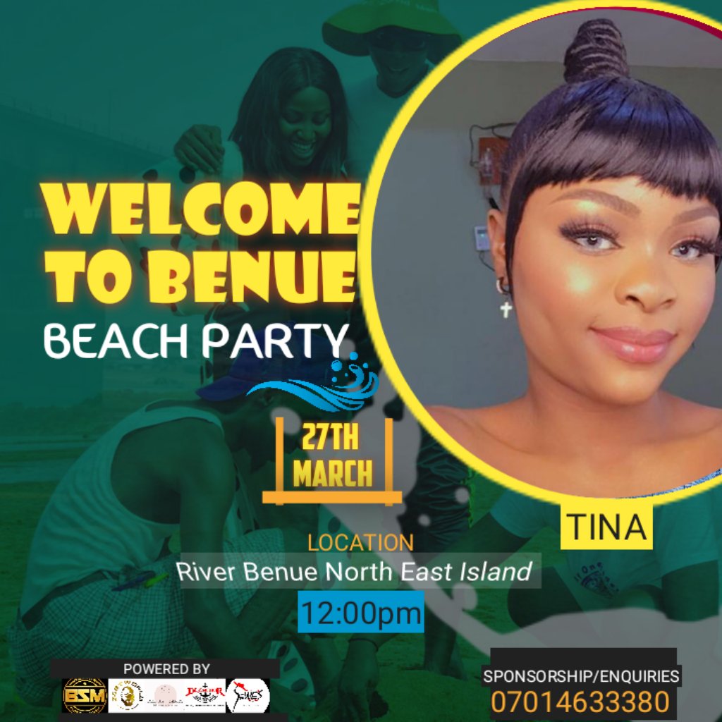 Or_trees's tweet photo. We take the fun to the beach this 27th March 

10 DAYS COUNTDOWN 

#welcometobenuebeachparty 
Real Madrid |
Tinubu | Buni | #Olamide | Vlahovic | Corruption | London| O.B.O https://t.co/hGBJVUdMRR