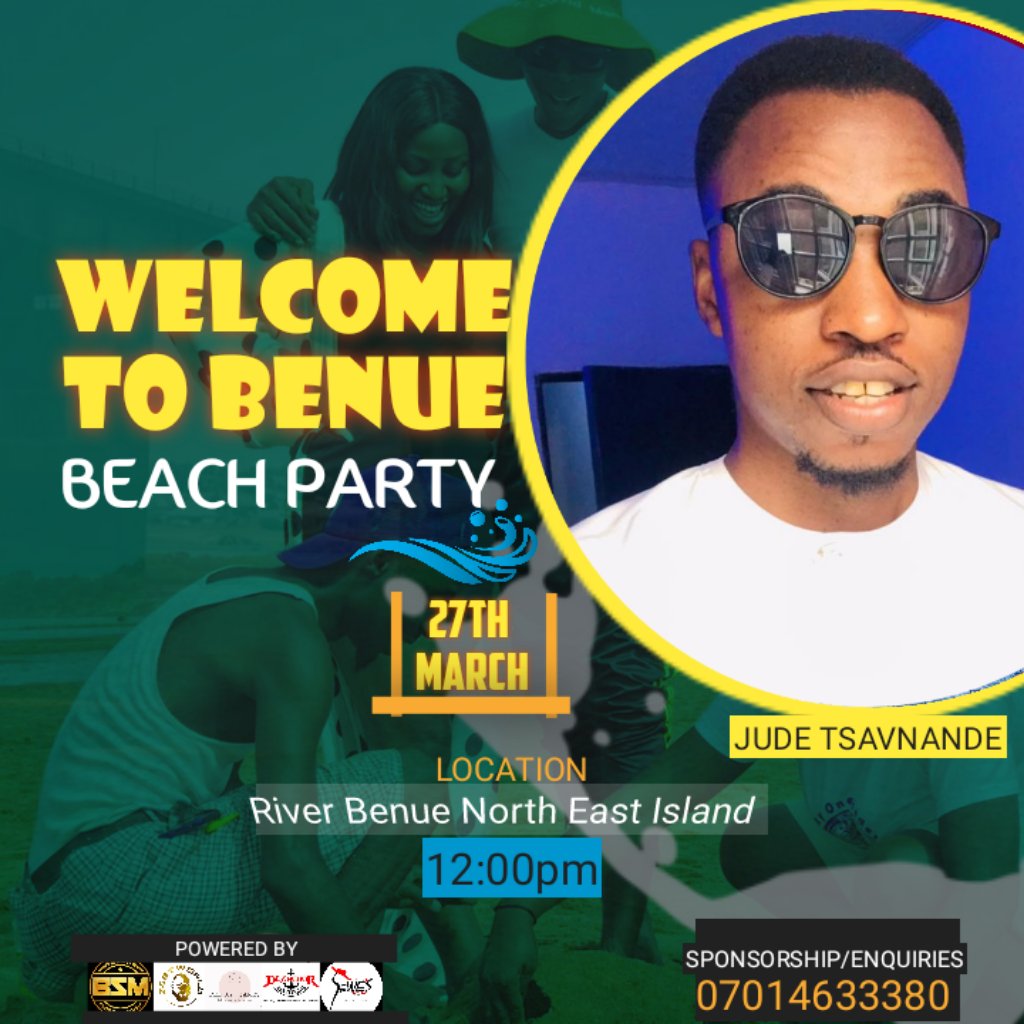 Or_trees's tweet photo. We take the fun to the beach this 27th March 

10 DAYS COUNTDOWN 

#welcometobenuebeachparty 
Real Madrid |
Tinubu | Buni | #Olamide | Vlahovic | Corruption | London| O.B.O https://t.co/hGBJVUdMRR