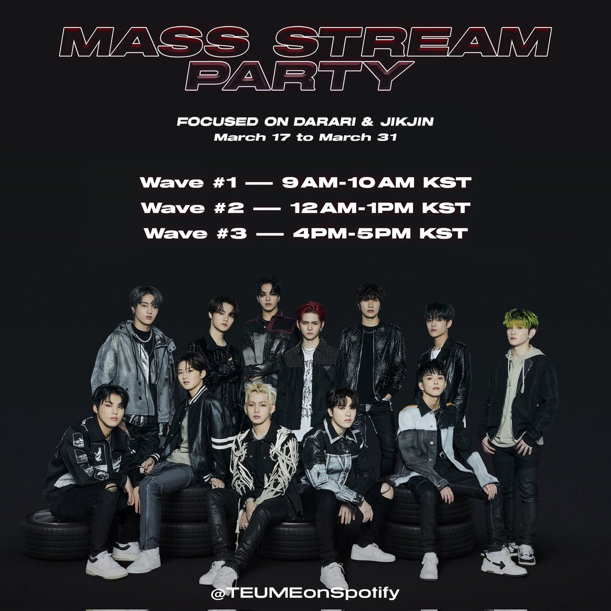 TREASUREwwide's tweet image. WAVE #1 MASS STREAMING STARTS NOW!

STREAM #DADARI ON SPOTIFY! LET'S AIM HIGHER SPOT ON SPOTIFY GLOBAL 200🙌🏻🙌🏻🙌🏻🔥🔥🔥

@treasuremembers #jikjin