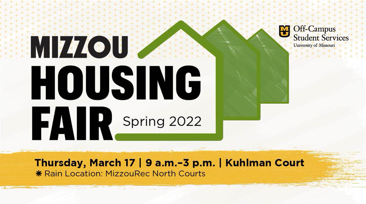MizzouOffCampus's tweet photo. Tigers, are you looking for a place to live next year? Stop by the annual spring Mizzou Housing Fair to visit with dozens of off-campus properties, community resources and campus services tomorrow, March 17 from 9a-3p on Kuhlman Court! #MIZ #MizzouOCSS https://t.co/33PMovFcza