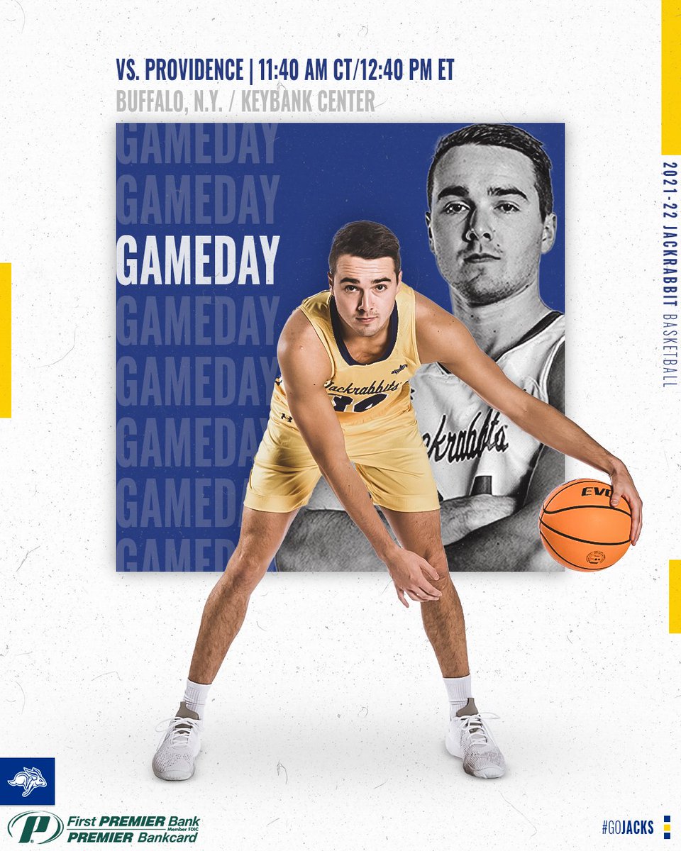 Time for March Madness🤩

🆚 Providence
⏰ 11:40 a.m. CT/12:40 p.m. ET
📍 Buffalo, N.Y.
🏟️ KeyBank Center
📻 Jackrabbit Sports Network
🔊 bit.ly/3u6VyDE 
💻 bit.ly/3IjD3RE (truTV/NCAA.com)
📊 bit.ly/3qyJUAL
📰 bit.ly/3CPSWyb

#GoJacks🐰