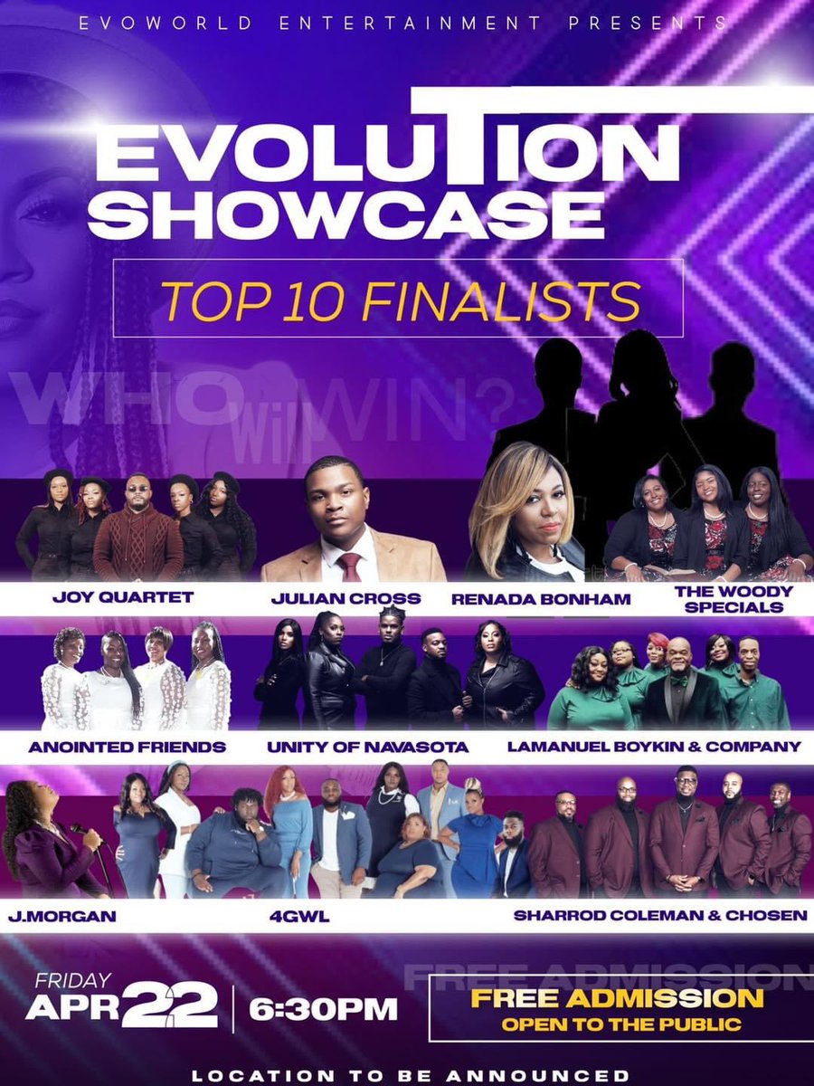 unityofnavasota's tweet photo. Thank you so much everyone for your votes and support. We made it to the FINAL round with the help of God and YOU!! Thank you to EvoWorld Entertainment/Music Group for the amazing opportunity. We won’t let you down. Plan to join us April 22nd. Details are forthcoming! #Unity https://t.co/i6vDobp3PB