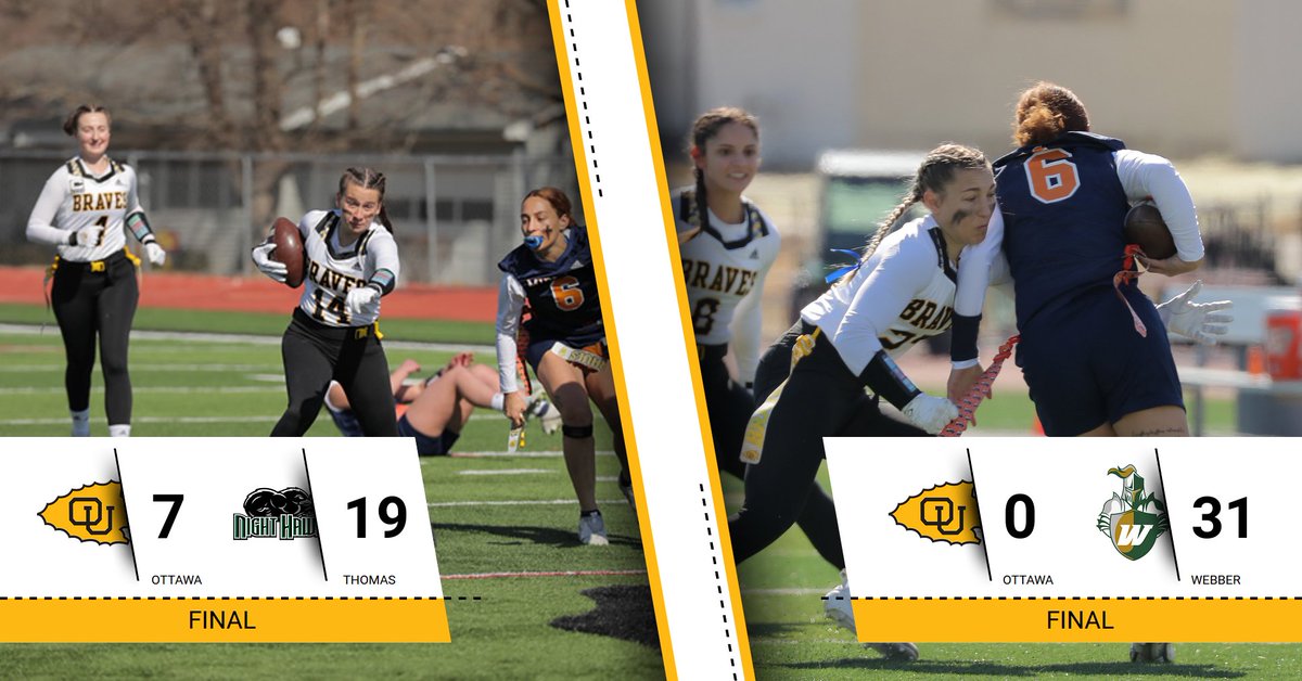 Braves Athletics (@bravesathletics) on Twitter photo .<a href="/wflagfootball/">ou_wflagfootball</a> falls 17-9 to Thomas University and 31-0 to Webber International. #BraveNation #KCACscores .<a href="/wflagfootball/">ou_wflagfootball</a> falls 17-9 to Thomas University and 31-0 to Webber International. #BraveNation #KCACscores