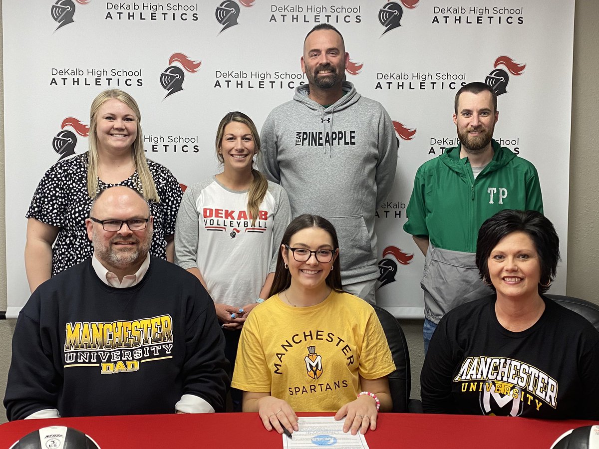 BaronAthletics's tweet photo. Baron Athletics 
Paige Snider signed her NLI to continue her Academic and Volleyball career at Manchester University today. Congratulations to Paige and her family 
#WeAreDeKalb https://t.co/iIHlDvxC9Q