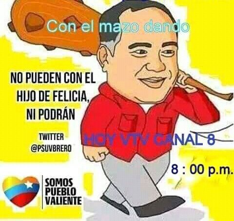 Empezó el programa No 378 de <a href="/ConElMazoDando/">Con el Mazo Dando</a> con el hijo más parecido de #ChavezLaVozDelPueblo <a href="/dcabellor/">Diosdado Cabello R</a> el único programa sancionado por la in civilizada Unión Europea <a href="/ComisionEuropea/">Comisión Europea en España</a> la de la <a href="/NATO/">NATO</a> la del neo nazismo¡No acepto interrupciones