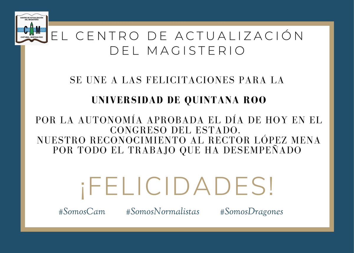 CAM_Chetumal's tweet photo. ENHORABUENA!
#SomosCam
#SomosNormalistas
#SomosDragones https://t.co/NdTWZIRgfJ