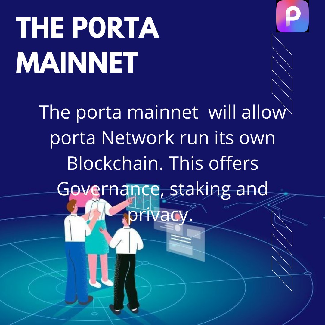 deejah_abk's tweet photo. /@portanetwork_'s mainnet will allow porta run on its own #blockchain.
And it offers;
โGovernance
โStalking
โPrivacy
#portanetwork #portamainnet #blockchain https://t.co/m7O2tmxh9x