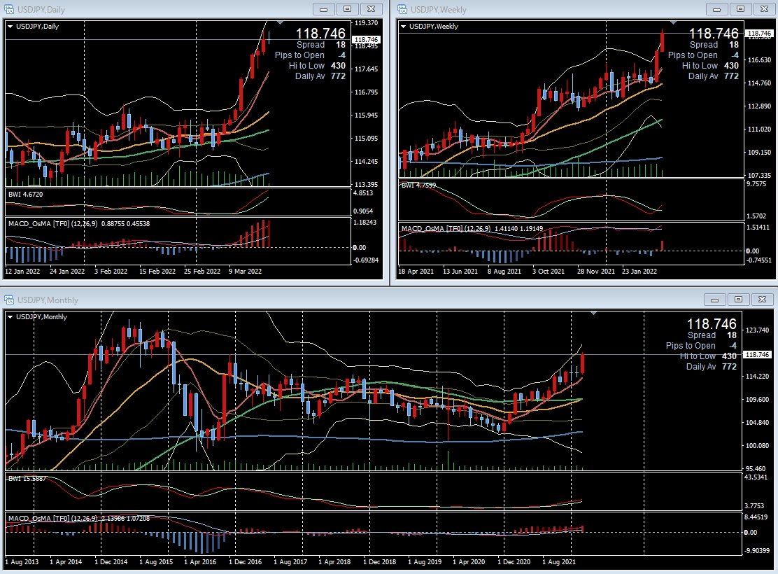 Lookin4_EDEN's tweet photo. 🇺🇸FOMC
政策金利は 0.25-0.50% (25bps利上げ・市場予想通り)
2022年に7回の金利引き上げを実施する見通し

ドル円はトランプラリー('16年末)の高値を更新し119円台に到達
日銀は本日の総裁会見で緩和維持を表明しており、短期スパンで押しても現状での下値は堅そう
#ChartArchive

😴4:30~11:00 #non24 https://t.co/PgiQjGodMK