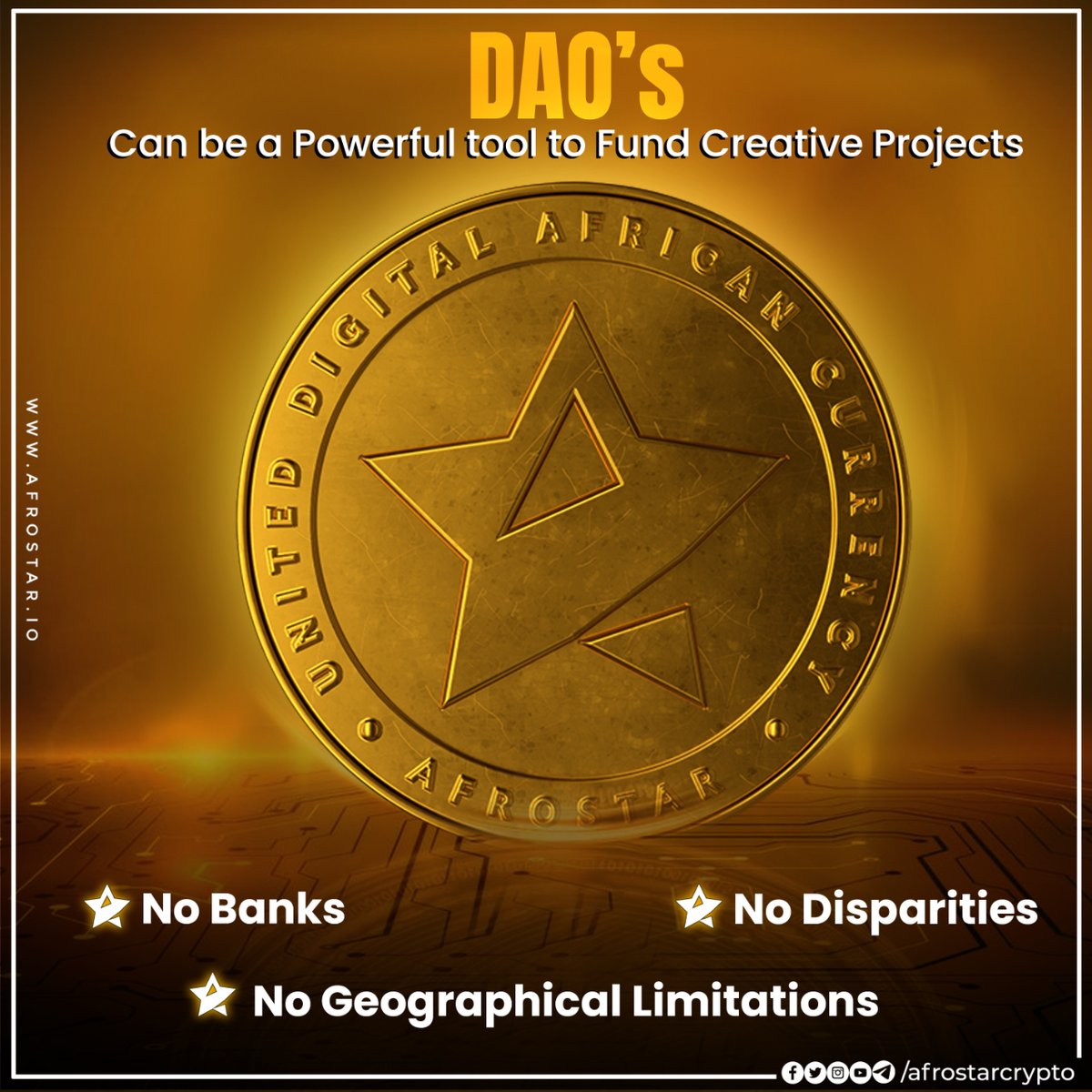 afrostarcrypto's tweet photo. Benefits of #DAO 's (Decentralized autonomous organizations)

-> No Banks ✅️
-> No Disparities ✅️
-> No Geographical Limitations ✅️

#Afrostar #AfrostarCrypto #Cryptocurrency https://t.co/4lemIZMdOc