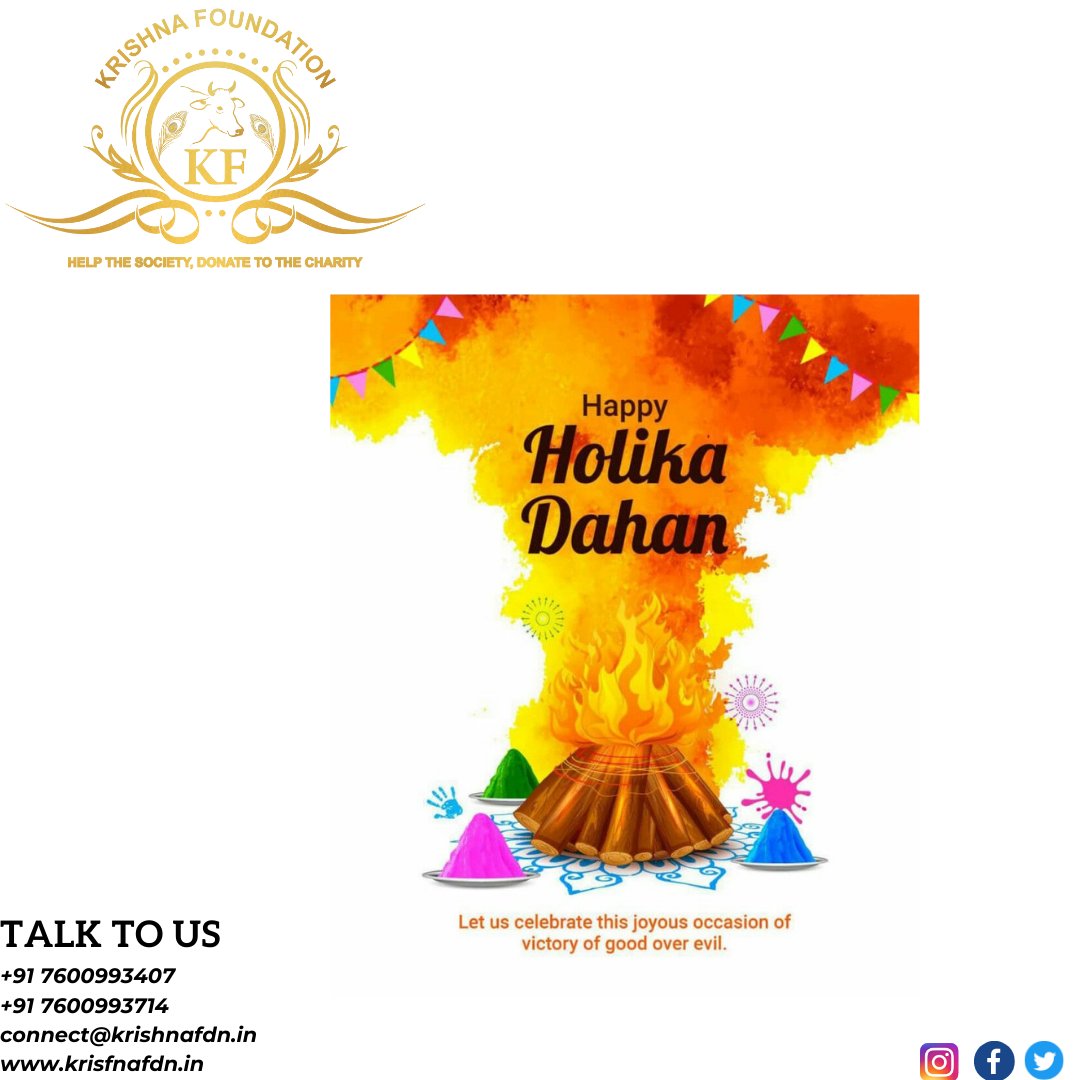 Krishnafdn's tweet photo. May the fire of Holi purify your heart, color your life, sweets sweeten your life’s journey. Wishing Holika Dahan to you

#krishnafdn #holikadahan #holi #holifestival #holifestivalofcolours #india #prahalad #ngo #ngoindia #volunteer #donation #charity https://t.co/ycmscx1kwf