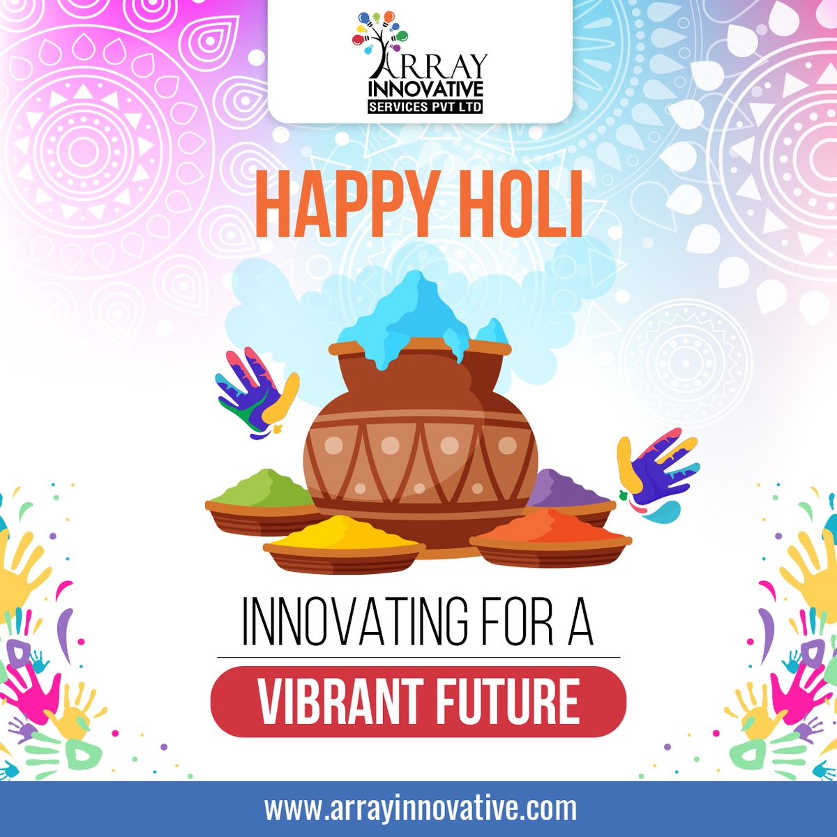 ArrayInnovative's tweet image. Happy Holi to you. We wish that the vibrant hues of Holi motivate you to achieve your goals and have a colorful successful story to share.

#holi2022 #holi #holifestival #holihai #holicelebration #arrayinnovativeservices