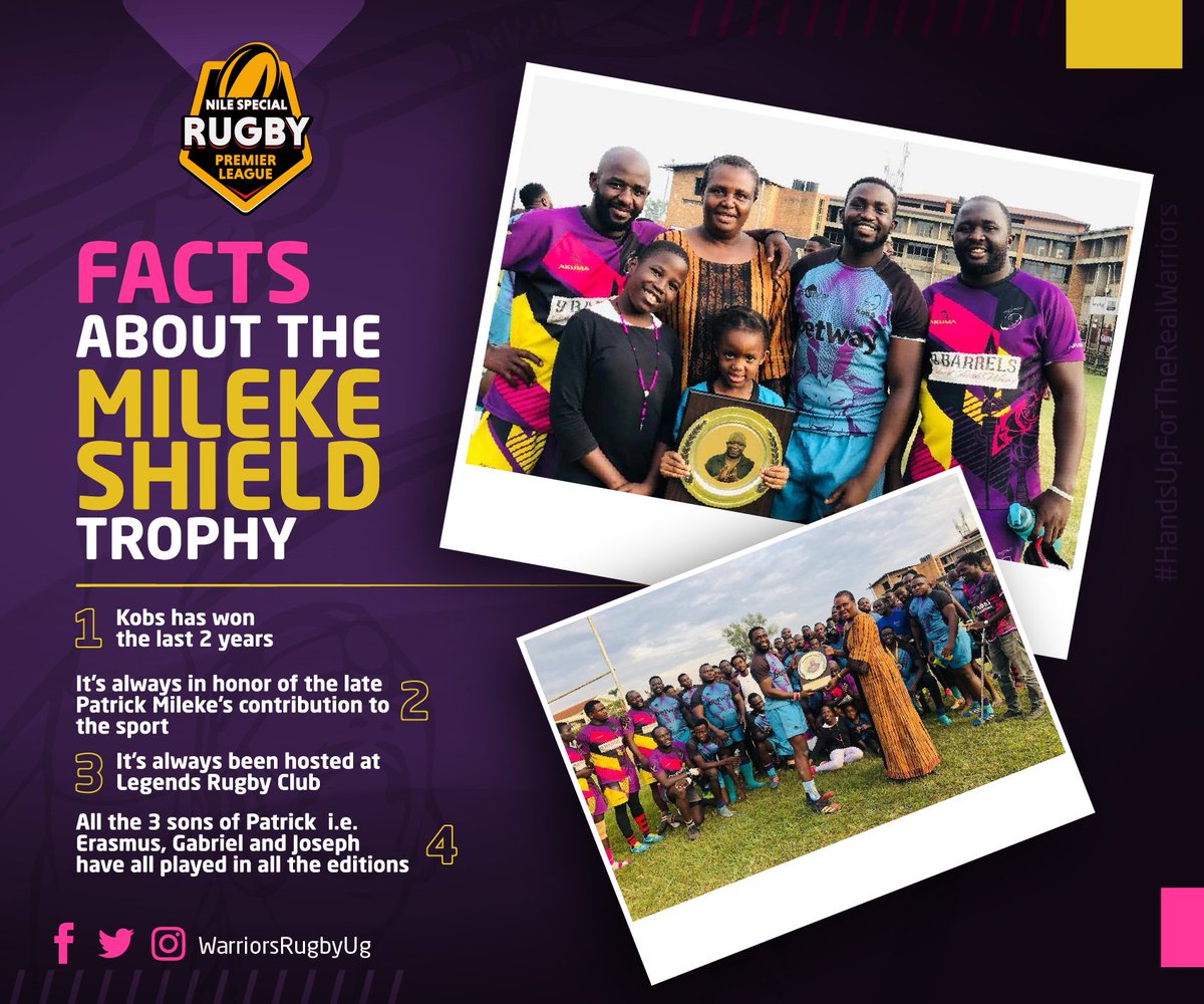 Warriorsrugbyug's tweet photo. A few facts about the #MilekeShield Trophy.
What other facts do you know?

#WarriorsVsKobs
#HandsUpForTheRealWarriors
#NileSpecialRugby https://t.co/MNPUGbpT4x